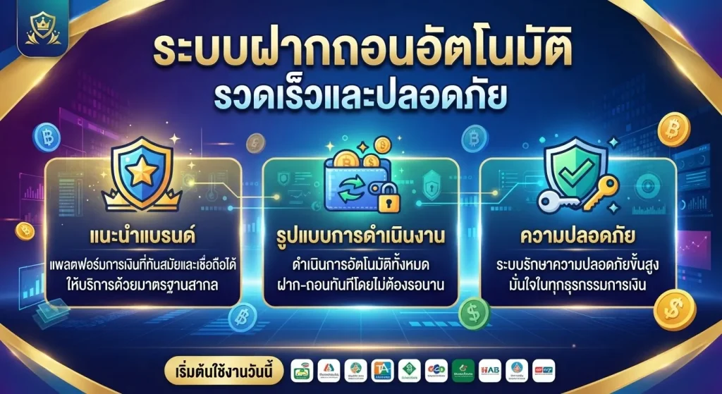 ระบบฝากถอนอัตโนมัติ รวดเร็วและปลอดภัย